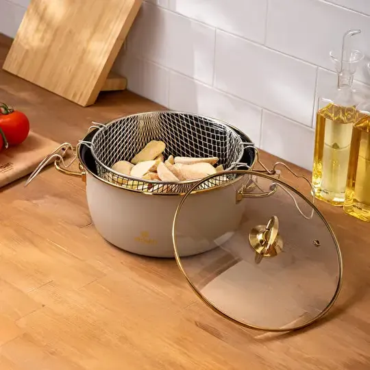 EMSAN RETRO EMAYE KIZARTMA TENCERESİ BEJ