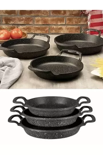 POLENTA 3 LÜ DÖKÜM GRANİT SAHAN TAVA