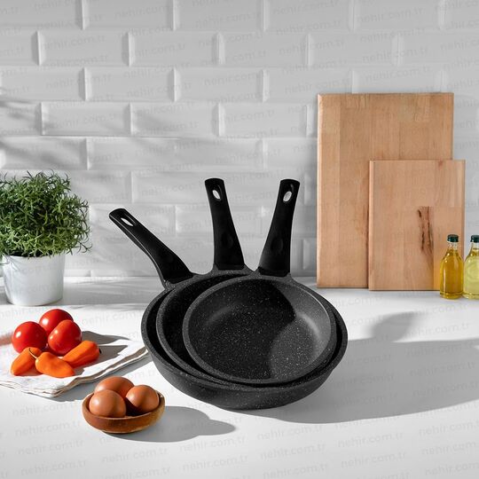 NEHİR SİYAH 3P DÖKÜM GRANİT TAVA