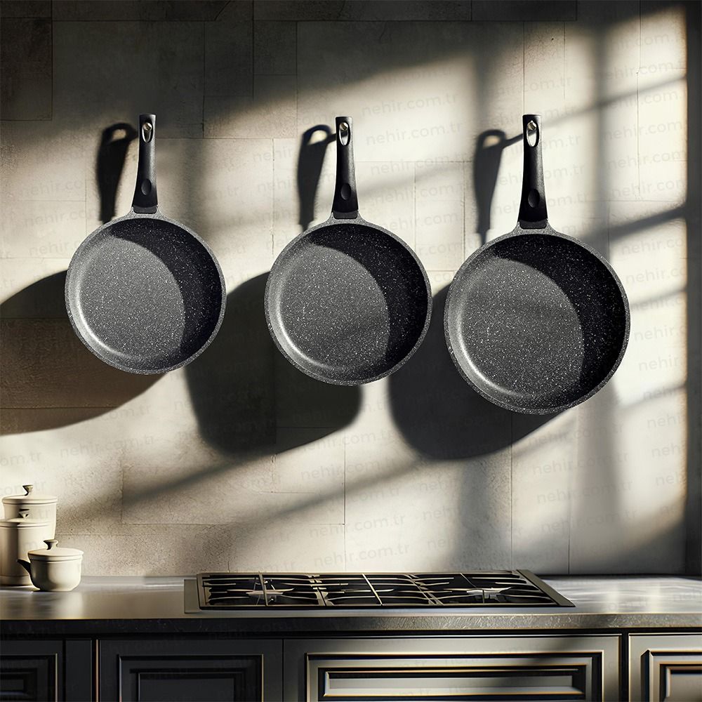 NEHİR SİYAH 3P DÖKÜM GRANİT TAVA