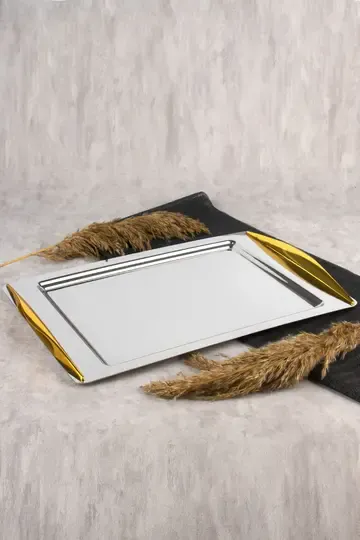 NEHİR KUZEY ALTIN KULPLU ÇAY TEPSİ