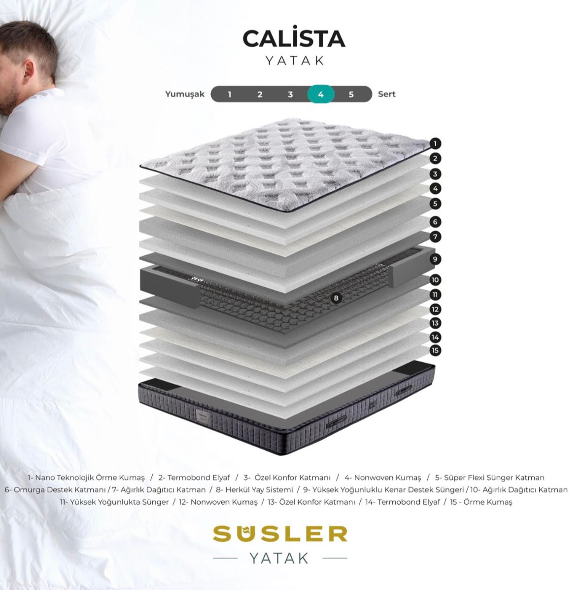 SÜSLER 160X200 CALİSTA YATAK