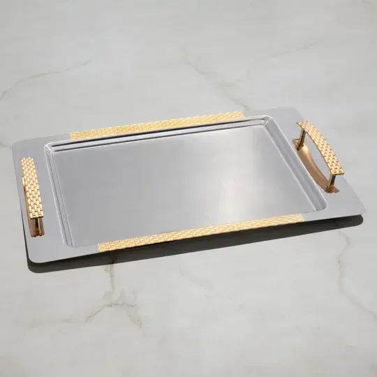 NEHİR SIRMA ALTIN ÇAY TEPSİ