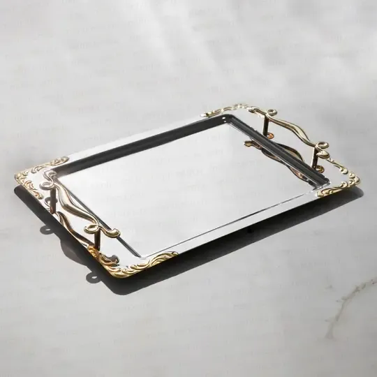 NEHİR LALEZAR ALTIN ÇAY TEPSİ