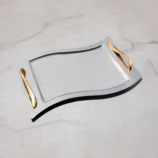 NEHİR LARA ALTIN KULPLU ÇAY TEPSİ