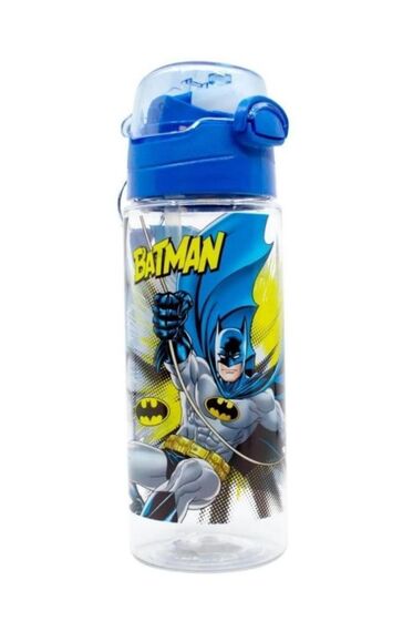 Batman Baskılı Kilitlenebilir Askılı Sızdırmaz Pipetli Su Matarası 500 ML Suluk