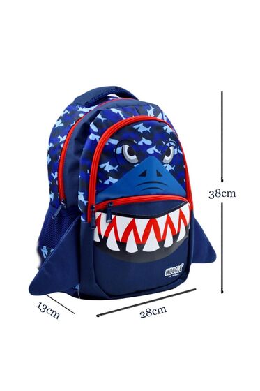 3 Bölmeli Shark Okul Sırt Çantası Mavi Mu 9567