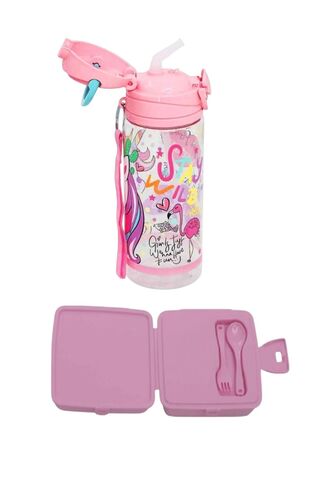 Lisanslı Unicorn 500 ml Matara Ve Dört Bölmeli Beslenme Kabı Seti