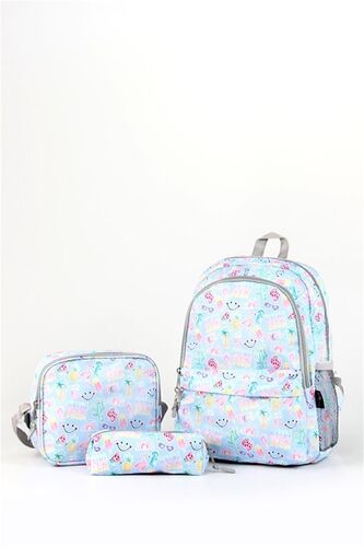 Üçlü Okul Çanta Seti Plcan2079-342 Summer - Tekstil - Sırt Çantası - Altın - Tek Ebat - Desenli - Pa