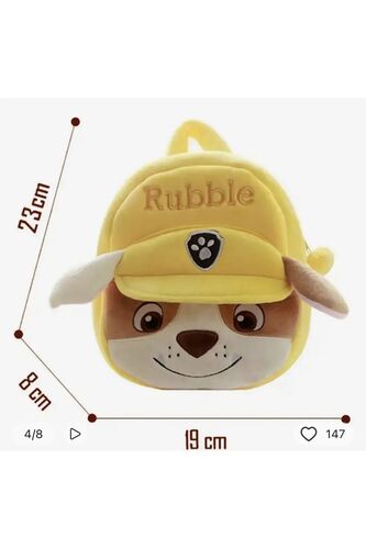 Paw Patrol Peluş Çanta Rubble Sarı Peluş Çanta Çocuk Çantası
