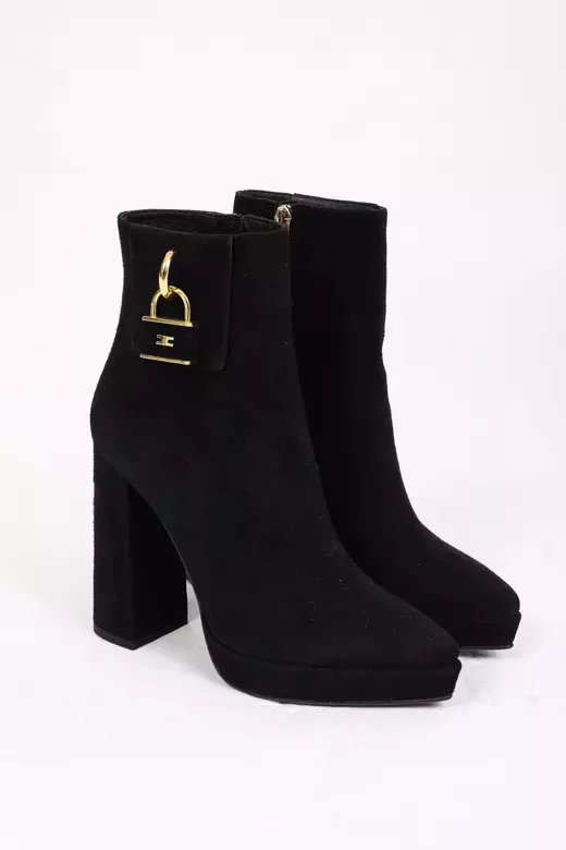 Kadın Deri Bot Platformlu Siyah