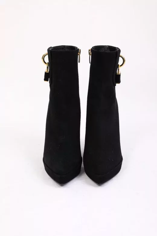 Kadın Deri Bot Platformlu Siyah