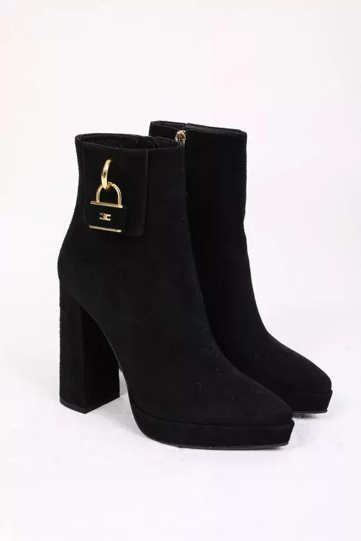 Kadın Deri Bot Platformlu Siyah