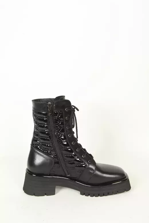 Kadın Siyah Rugan Hakiki Deri Bot