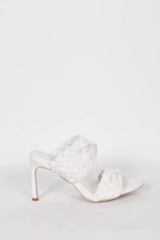 Bottega Beyaz Topuklu Terlik