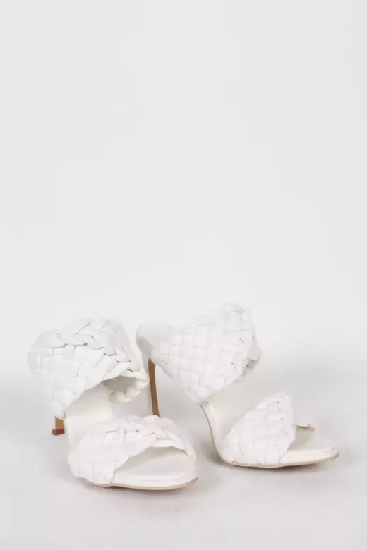 Bottega Beyaz Topuklu Terlik