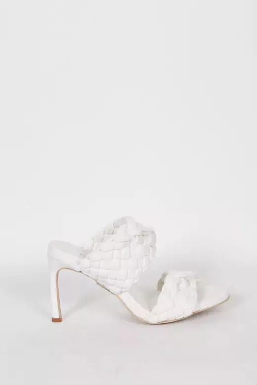 Bottega Beyaz Topuklu Terlik