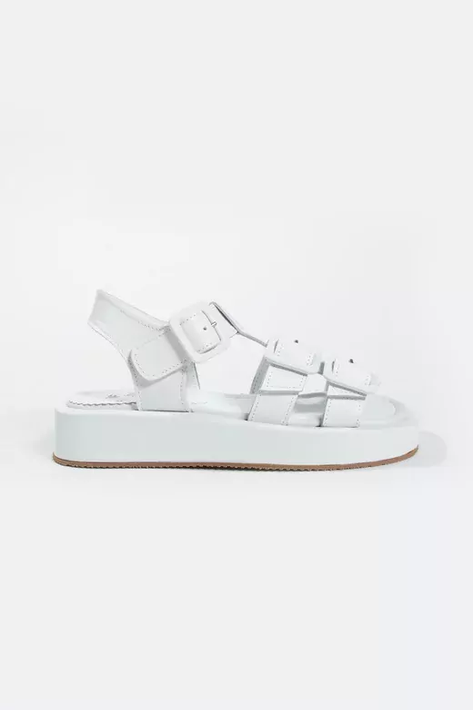 Kadın Hakiki Deri Sandalet Beyaz