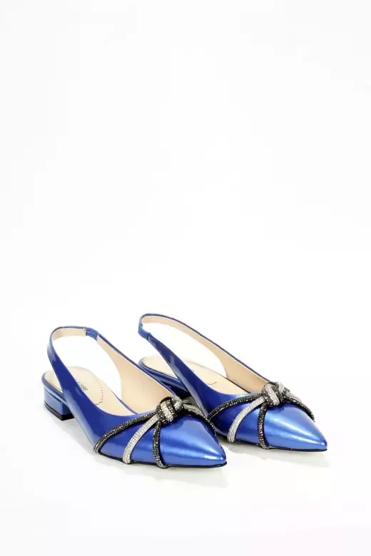 Kadın Mavi Rugan Toka Detaylı Ayakkabı