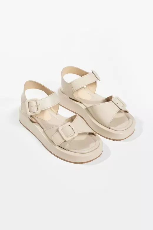 Kadın Hakiki Deri Sandalet Bej