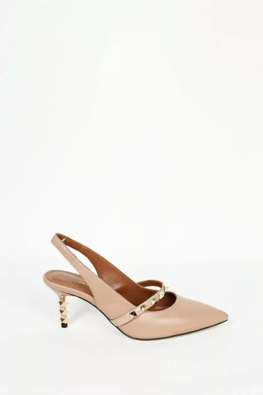 Kadın Hakiki Deri Topuk Detaylı Ayakkabı