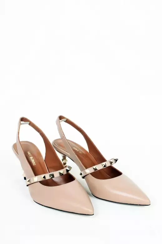 Kadın Hakiki Deri Topuk Detaylı Ayakkabı