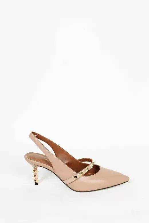 Kadın Hakiki Deri Topuk Detaylı Ayakkabı