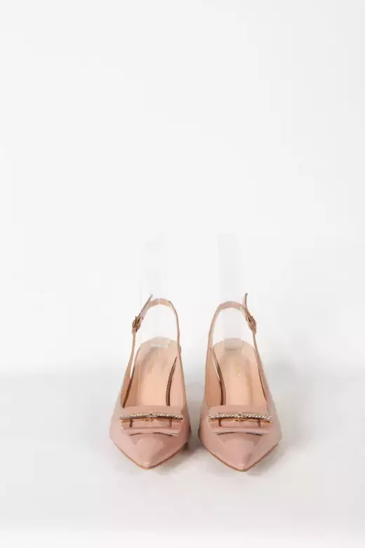 Kadın Pudra Toka Detaylı Topuklu Ayakkabı
