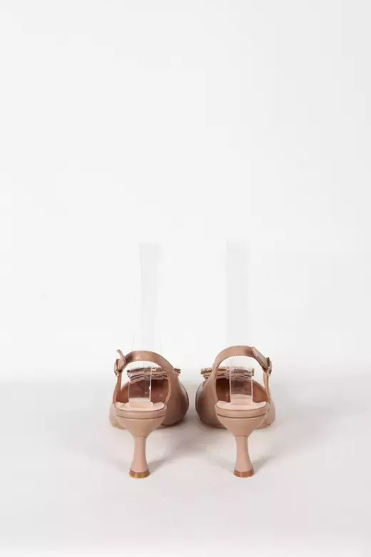 Kadın Pudra Toka Detaylı Topuklu Ayakkabı