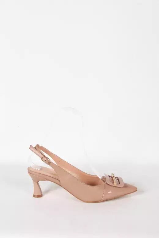 Kadın Pudra Toka Detaylı Topuklu Ayakkabı