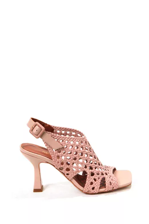 Kadın Pudra Örgü Detaylı Sandalet