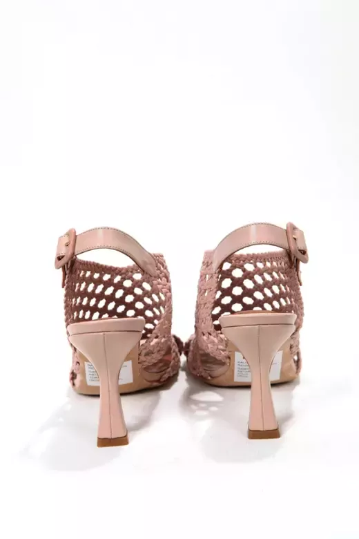 Kadın Pudra Örgü Detaylı Sandalet