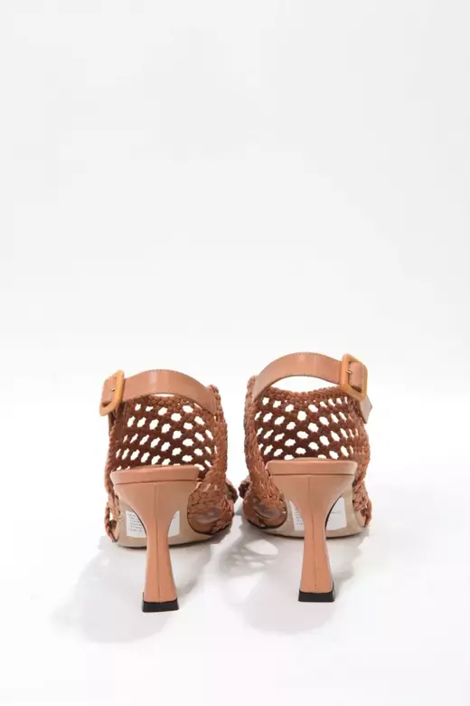 Kadın Pudra Örgü Detaylı Sandalet