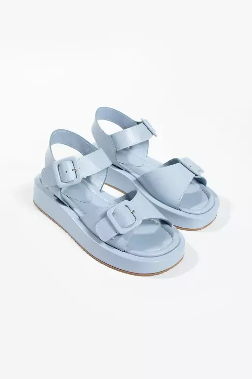 Kadın Hakiki Deri Sandalet Mavi