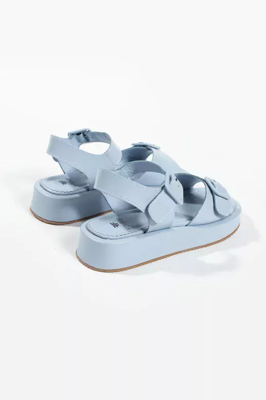 Kadın Hakiki Deri Sandalet Mavi