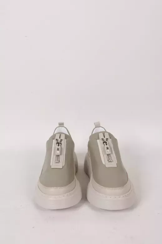 Kadın Deri Sneaker Haki Yeşil