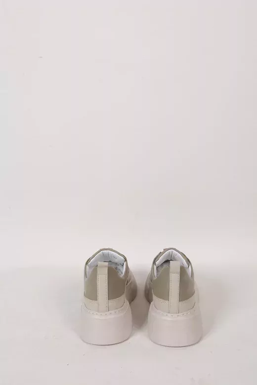 Kadın Deri Sneaker Haki Yeşil