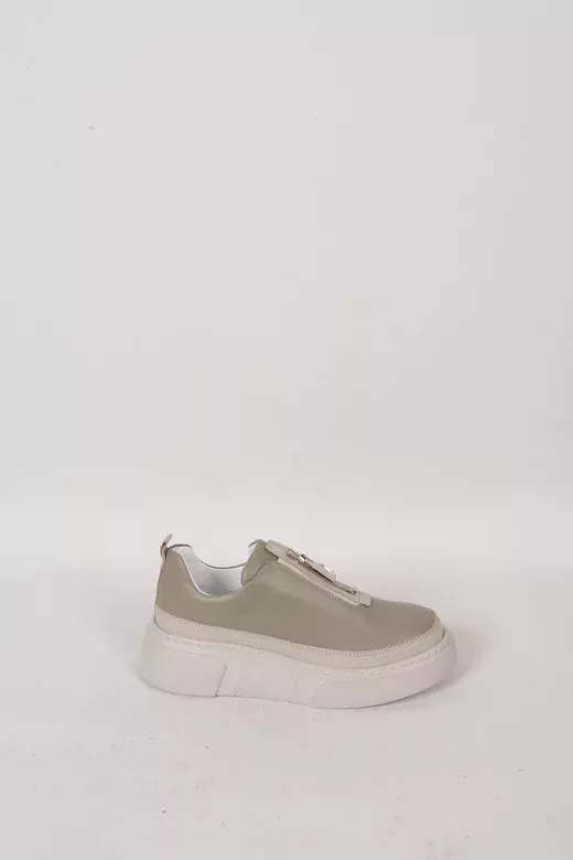 Kadın Deri Sneaker Haki Yeşil