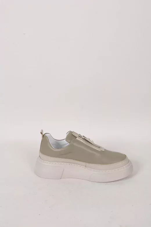 Kadın Deri Sneaker Haki Yeşil