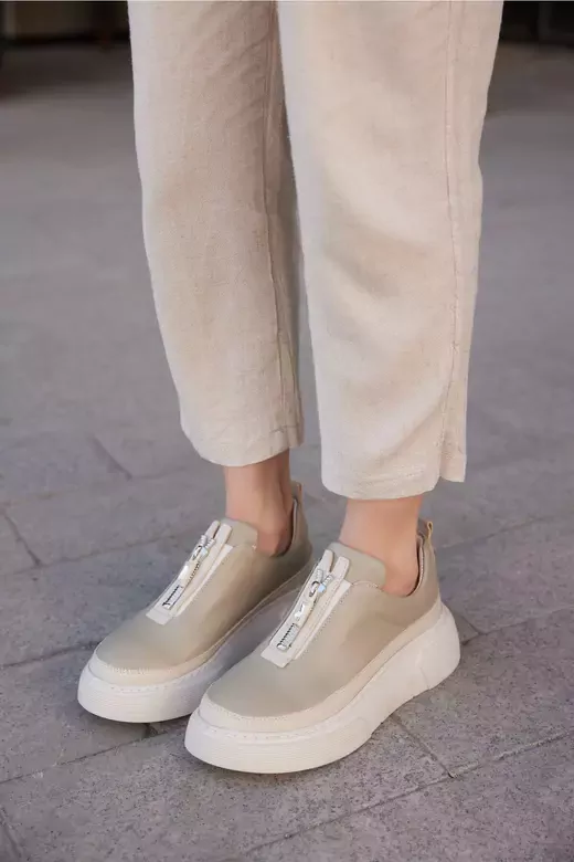 Kadın Deri Sneaker Haki Yeşil