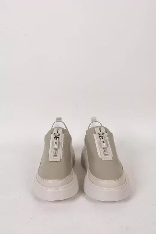 Kadın Deri Sneaker Haki Yeşil