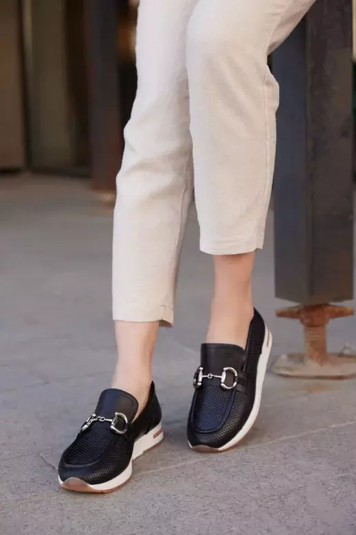 Kadın Siyah Hakiki Deri Loafer