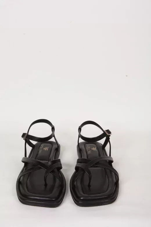 Kadın Siyah Hakiki Deri Sandalet