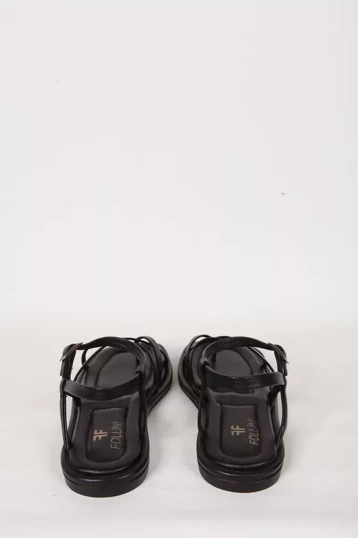 Kadın Siyah Hakiki Deri Sandalet