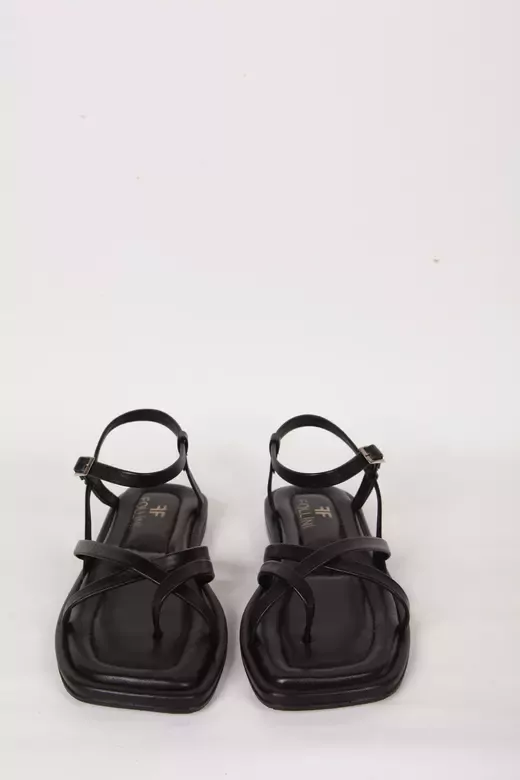 Kadın Siyah Hakiki Deri Sandalet