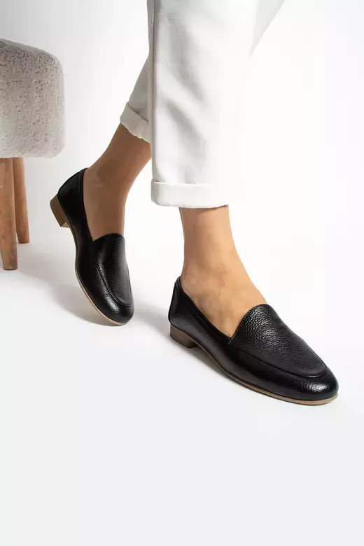 Kadın Hakiki Deri Babet Siyah