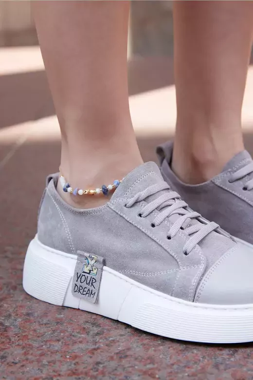 Kadın Deri Sneaker Gri