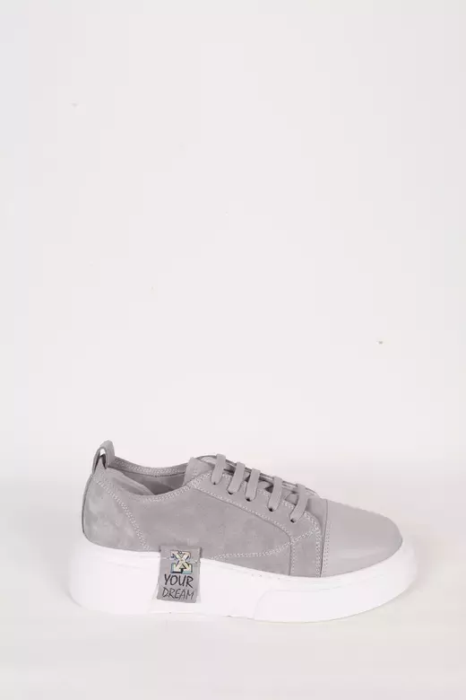 Kadın Deri Sneaker Gri