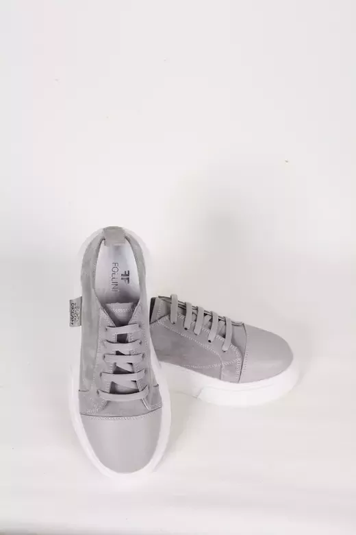 Kadın Deri Sneaker Gri