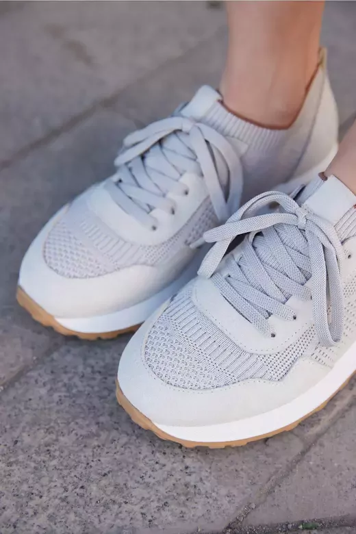 Kadın Buz Mavisi Hakiki Deri Sneaker Spor Ayakkabı